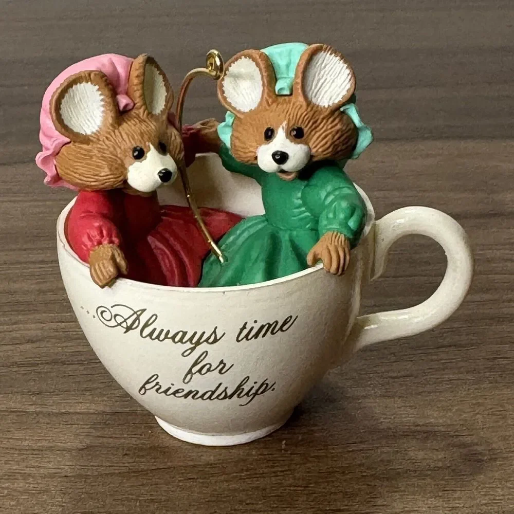 Vintage‎ 1989 Two Mice In A Teacup Always Time For Friendship Ornament Hallmark